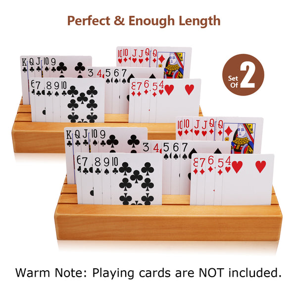 Exqline Wood Playing Card Holders Tray Racks Organizer Set of 2